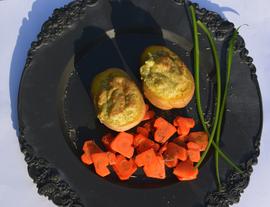 Glazed Heart-Shaped Carrots with Stuffed Potatoes